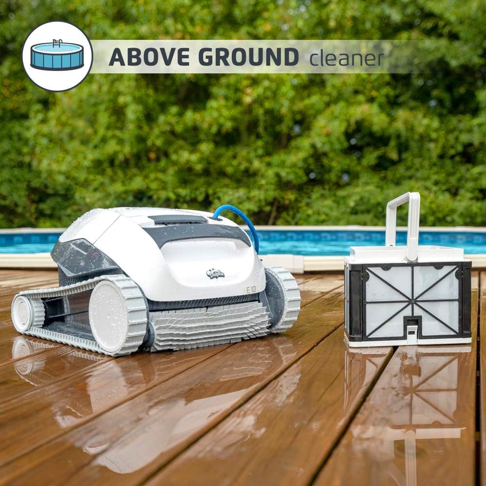 Dolphin E10 Robotic Pool [Vacuum] Cleaner - Ideal for Above Ground Swimming Pools up to 30 Feet - Powerful Suction to Pick up Small Debris - Easy to Clean Top Load Filter Basket