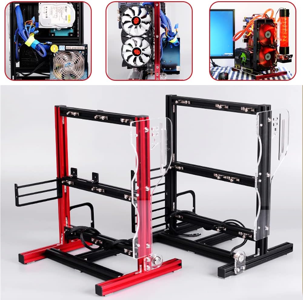 DIY Computer Motherboard Case Frame ATX M-ATX ITX Open Aluminum Chassis Vertical Overclocking Test Platform Chassis Overclocking Heat Dissipation(Black)