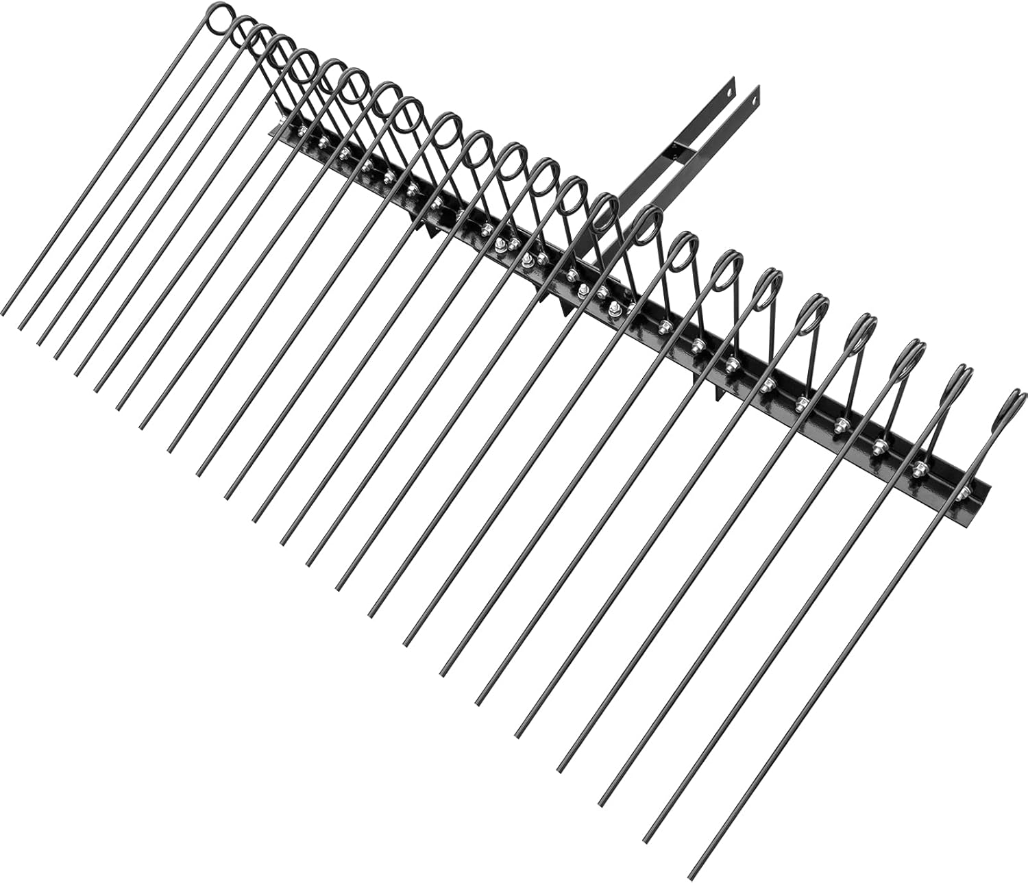 VEVOR Landscape Rake, 60 Inch Wide Tractor Rake, 3-Point Tow Behind Rake with 25.6 Inch Spring Tines, Black Pine Straw Needle Rake Dethatcher, Garden Driveway Rake for ATV UTV and Utility Tractors