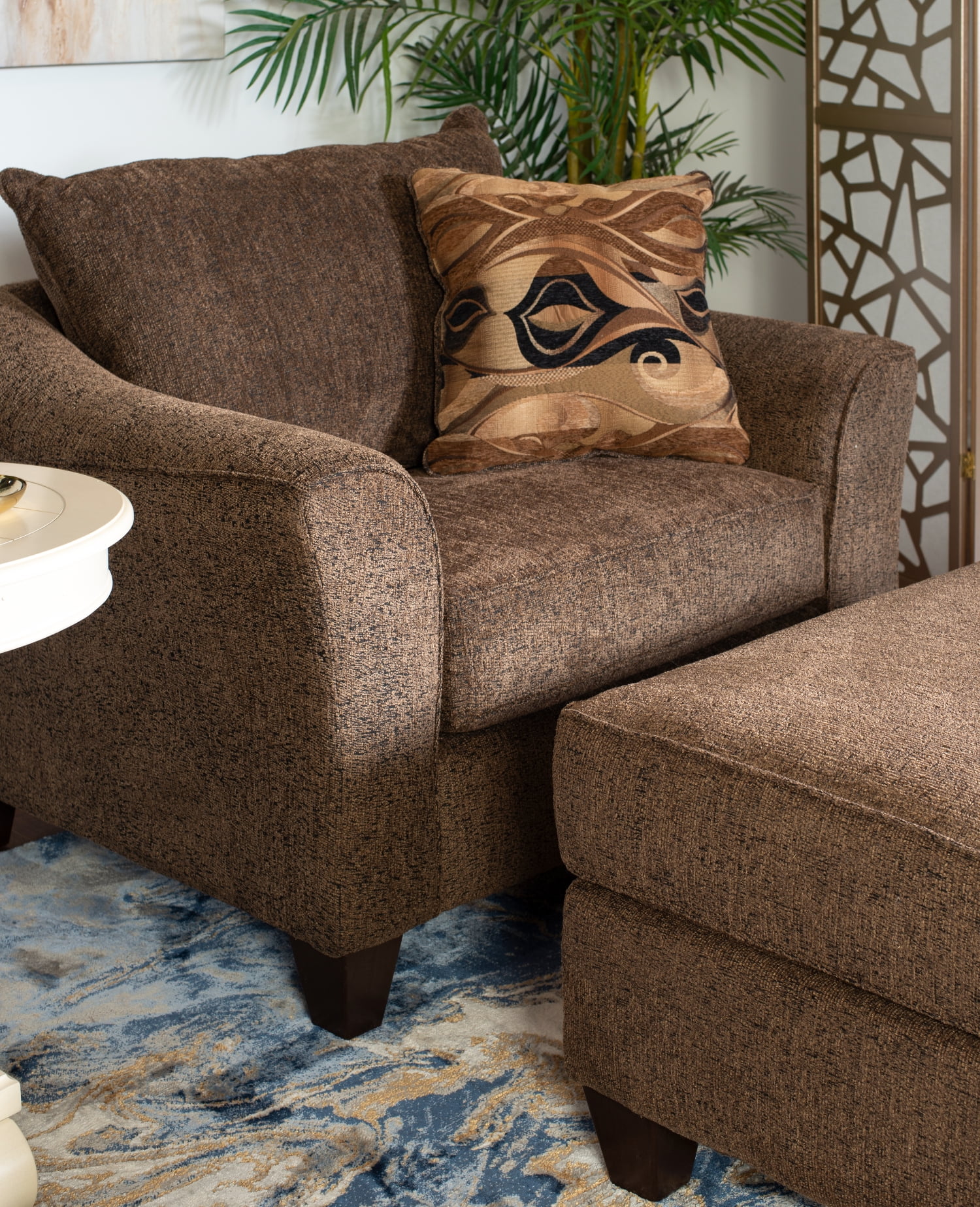 Roundhill Furniture Camero Pillowback 4-Piece Sofa Set, Fabric, Chocolate Color