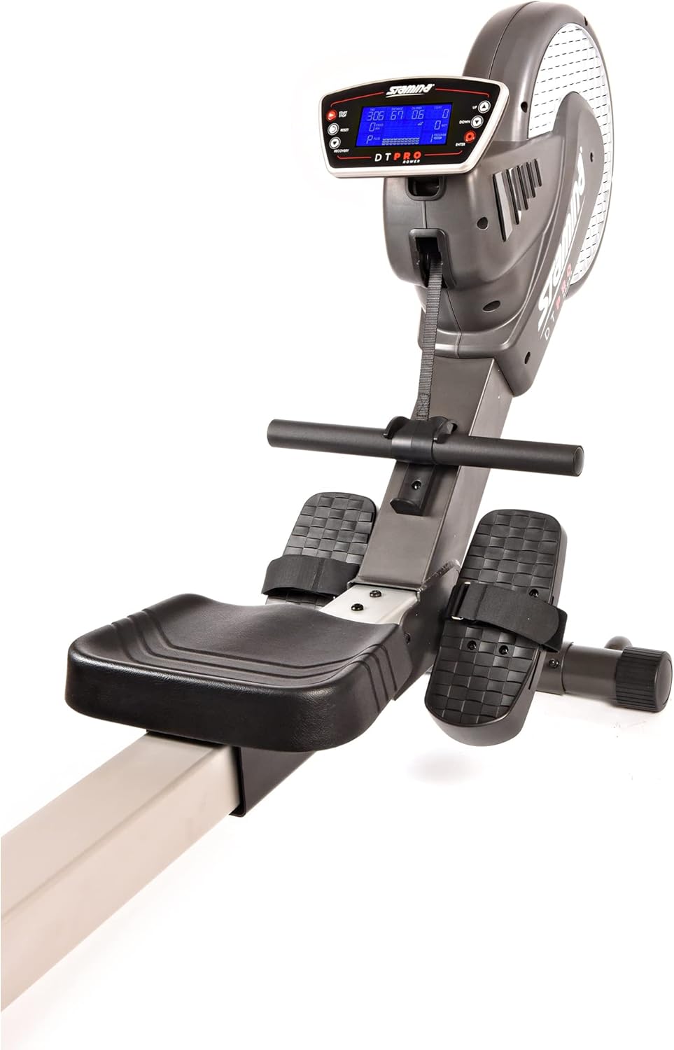 Stamina Pro Dual Air and Magnetic Resistance Rowing Machine Foldable w/Fitness Coaching App and Wireless Chest Strap Heart Monitor - Folding Rowing Machines for Home Use