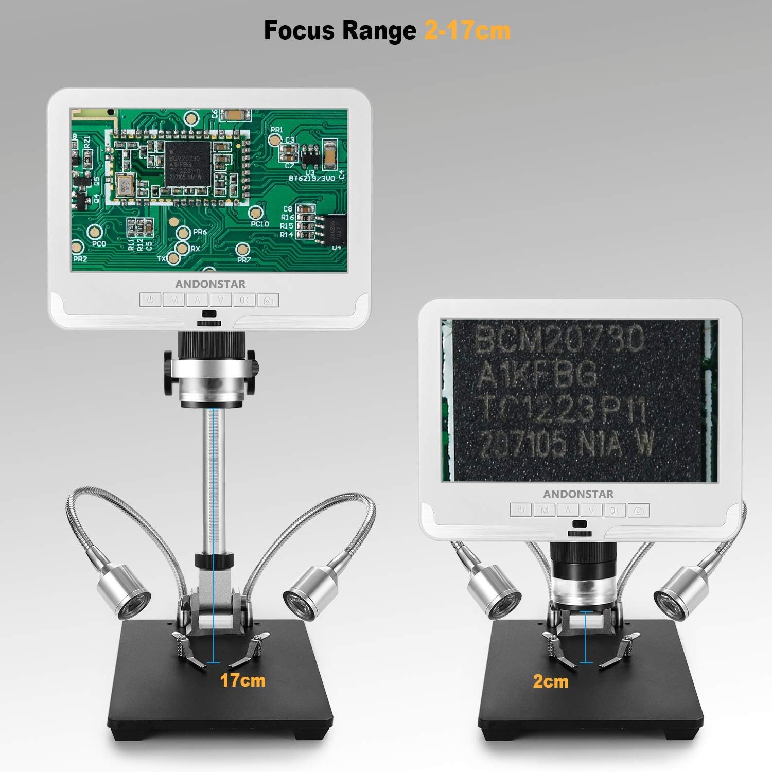 Andonstar Black corlor 7 inch LCD 1080P Circuit Board Digital Microscope AD206 with 200X Magnification Zoom for Phone Repair Soldering