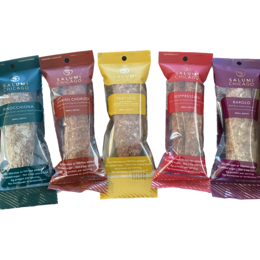 Salumi Chicago Artisan Salami (Variety) - Uncured, Gluten Free, Sugar Free, Keto Snack (5 x 5.3 oz.)