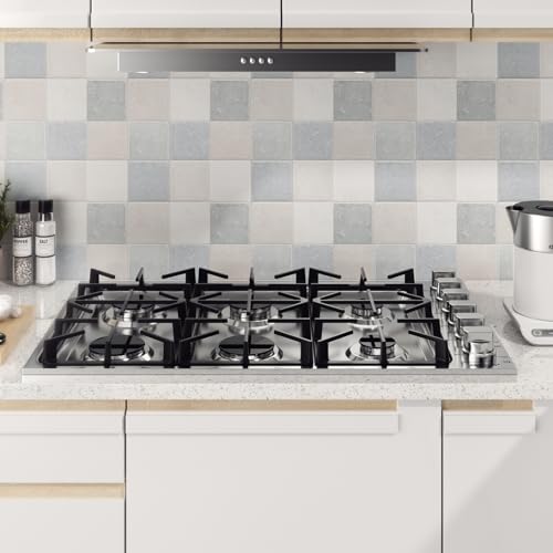 COSTWAY Gas Cooktop, Stainless Steel Gas Stove Top with Burners, ABS Knobs and Cast Iron Grates, NG/LP Convertible Gas Range Top with Sealed Burners for Kitchen, Easy to Clean, Silver