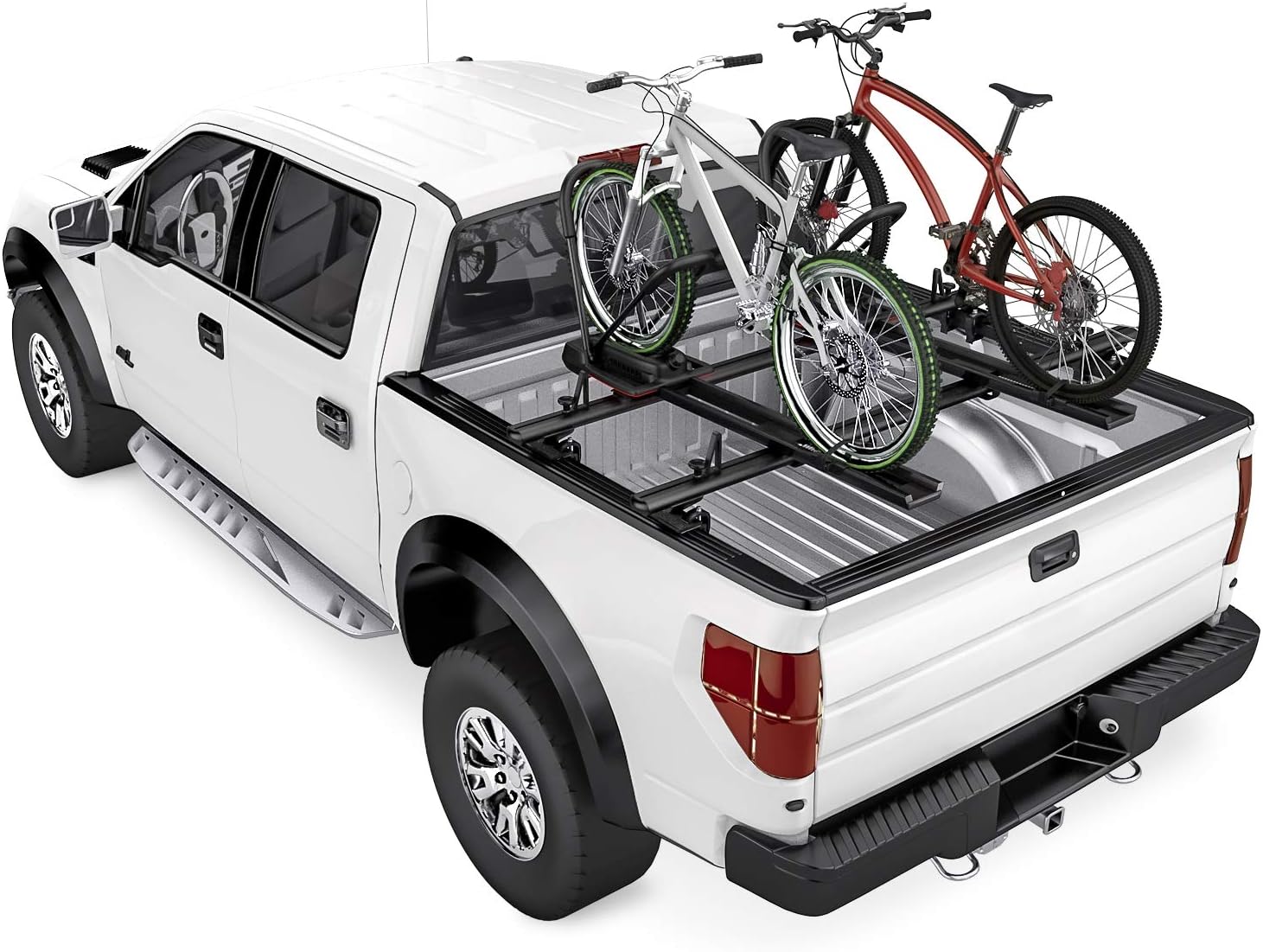 AA-Racks Model APX2503 64" Mid-Size Low Profile Heavy Duty Aluminum Truck Bed Rack for Trucks and Trailers with Open Rails (300lb On Road Capacity)