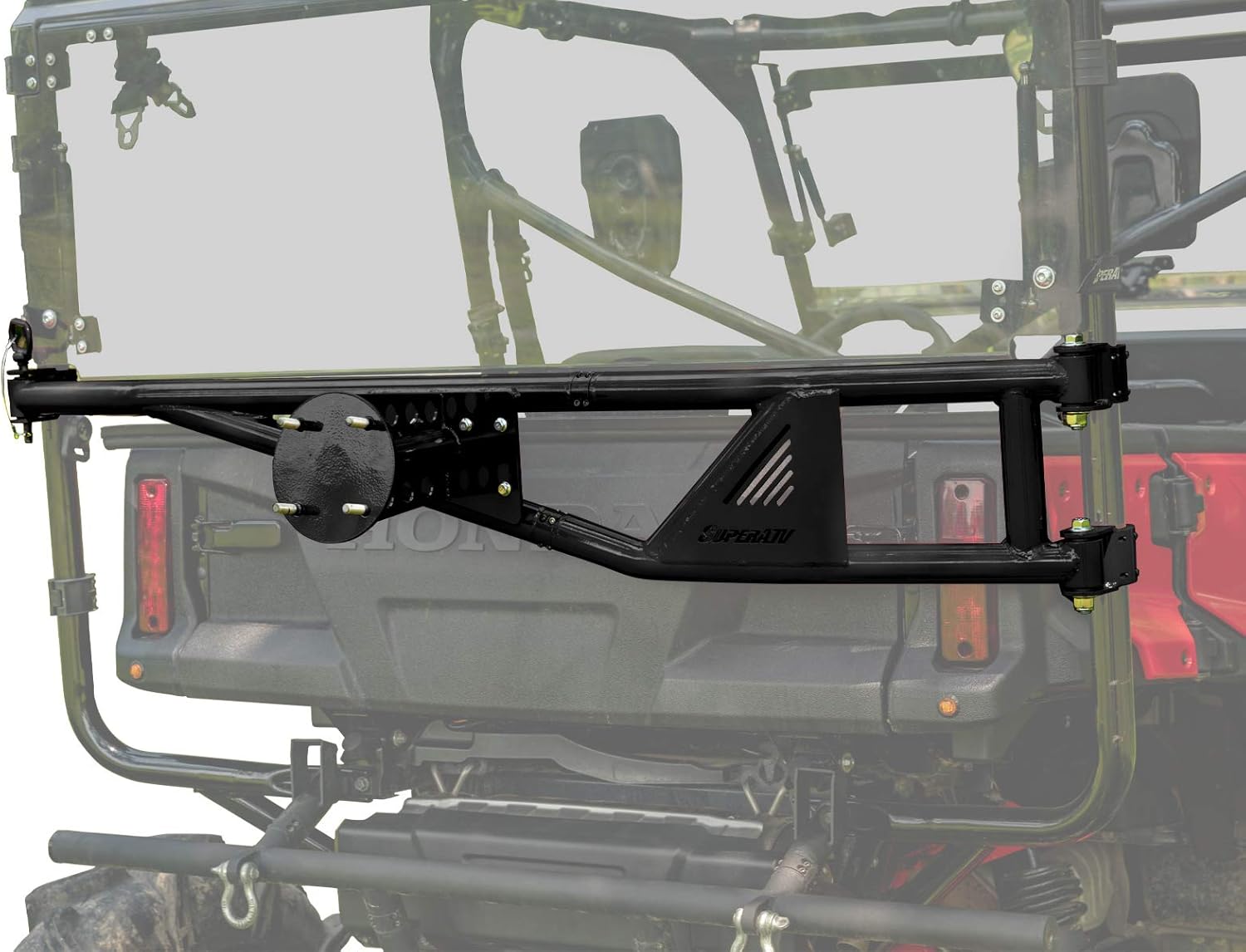 SuperATV UTV Spare Tire Carrier Compatible with 2016+ Honda Pioneer 1000-5/1000-5 Deluxe | 2017+ 1000-5 Limited Edition | No Drilling or Welding | Accommodates Tires of All Sizes (up to 70 pounds)