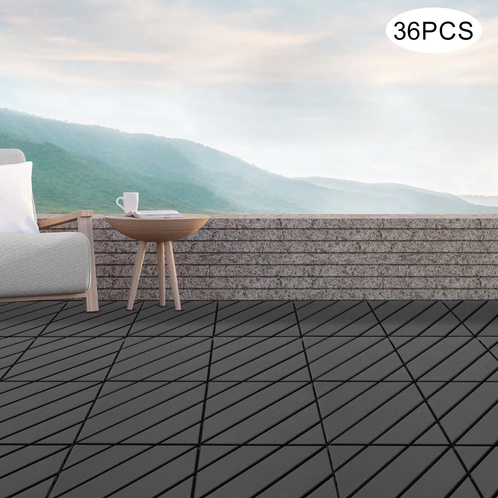 Modern 36PCS Interlocking Deck Tiles Floor Mount Plastic Composite Patio Deck Tiles 12”x12”