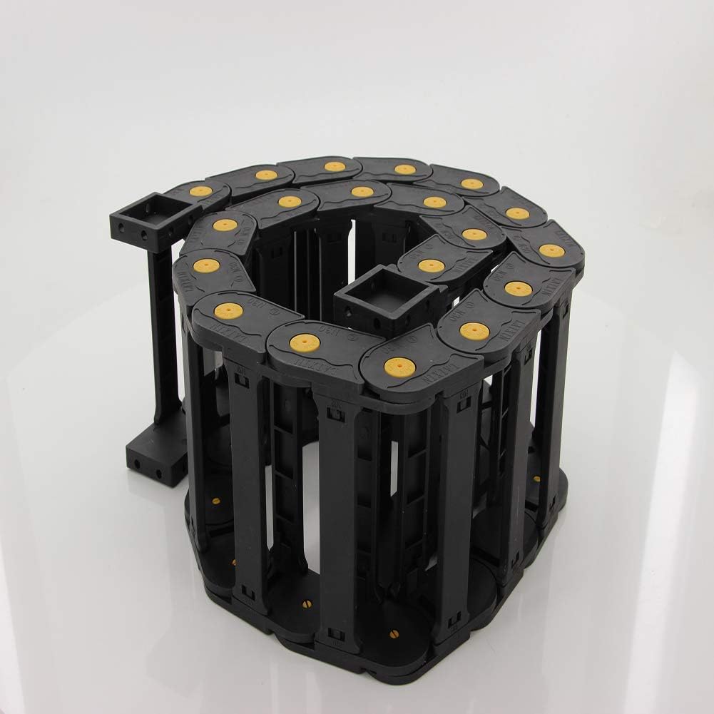 Fielect Drag Chain Cable Carrier Open Type with End Connectors R100 35X100mm 1 Meter Plastic for Electrical CNC Router Machines Black 1Pcs