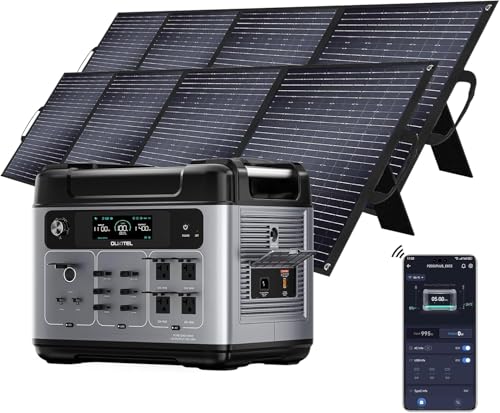 OUKITEL P2001 Plus 2400W Solar Generator with 200W Solar Panel, 2048Wh Solar power station, 1800W Fast Charging, Smart APP Control Emergency Power Station for Home, Camping, Outdoor Battery Backup