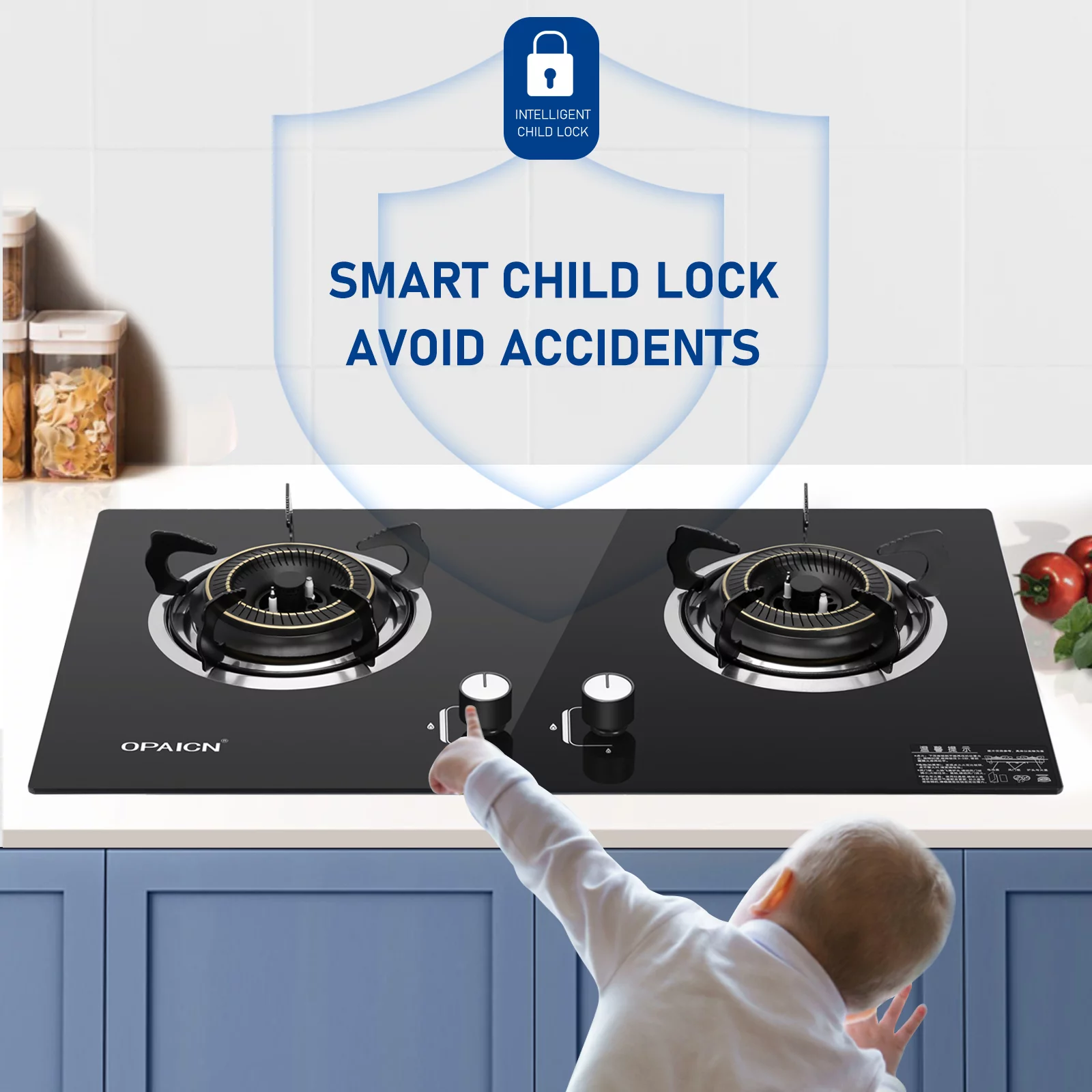 Double Burner Gas Stove Household Embedded Tempered Glass Liquefied Gas Cooker Kitchen Cooktop