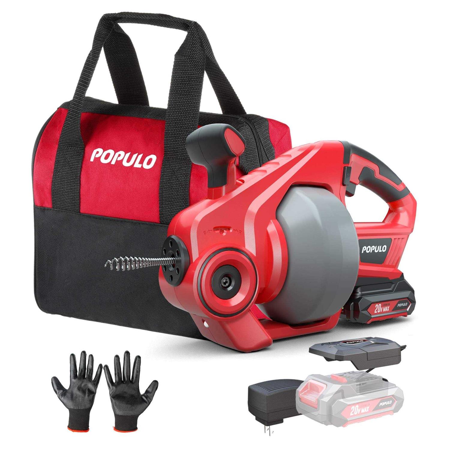 POPULO Electric Drain Auger,25Ft Plumbing Snake Drain Clog Remover Tools - Shop Hardware Tools Online Store