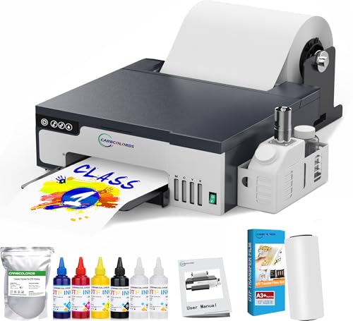 DTF Printer A4 High-Speed Transfer Machine with White Ink Mixing System and Roll Feeder for DIY T-Shirts(DTF Printer+Oven+6 * 250ml Ink+Roll Films+ DTF Powder)