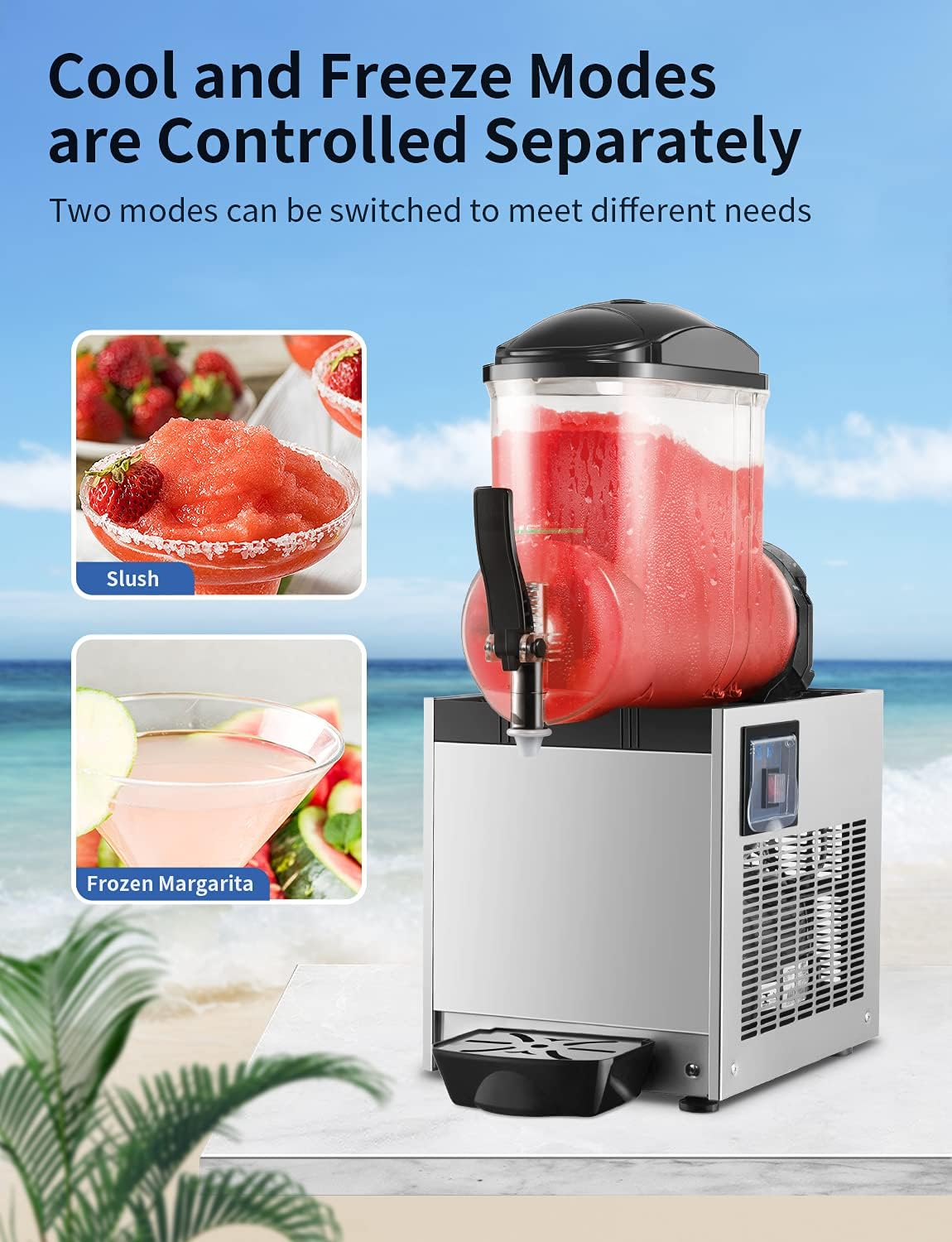 Commercial Slushy Machine for Frozen Drinks,12L 1050W 110V Large Slushie Maker,Margarita Machine,Electric Icey Smoothie Machine for Cocktail Beverage Wine Daiquiri Lemonade etc.
