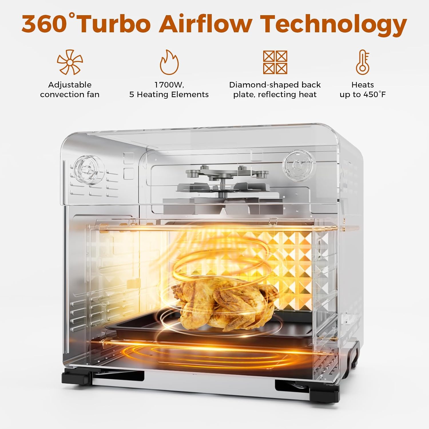 Toaster Oven Air Fryer Combo,10-in-1,10 Touch Screen Presets,25QT Large Countertop Oven,Stainless Steel French Door,5 Accessories Included, Temperature Control