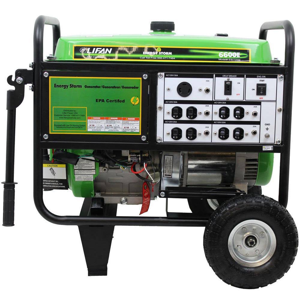 Lifan ES6600E Energy Storm 6,600w Gasoline Powered Electric Start Portable Generator, Men&s, Size: One Size