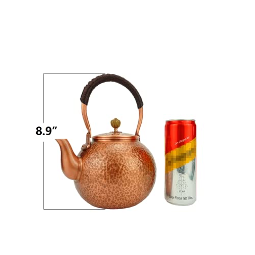 Funmaker Handmade Solid Copper Tea Pot Kettle Stovetop Teapot Thick Hammered Copper Tea Pot Kettle Stovetop Teapot Made for gasstove tops pure copper kettle