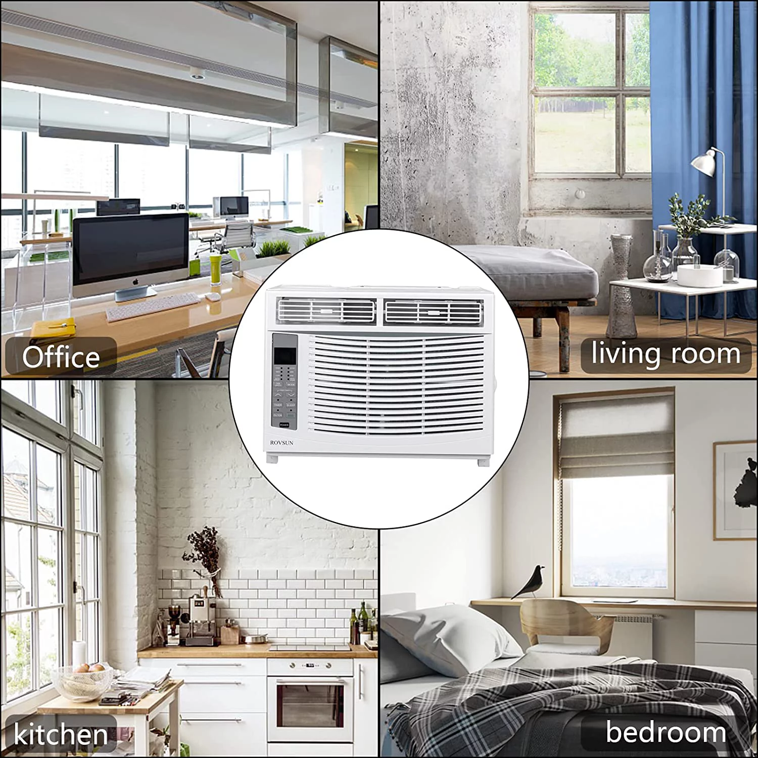 ROVSUN Wifi Enabled 6000 BTU Window Air Conditioner, 115V/60Hz Window AC Unit with Remote & APP Control, Cooling Rooms up to 250 Sq. Ft, Easy Install Kit Included, White