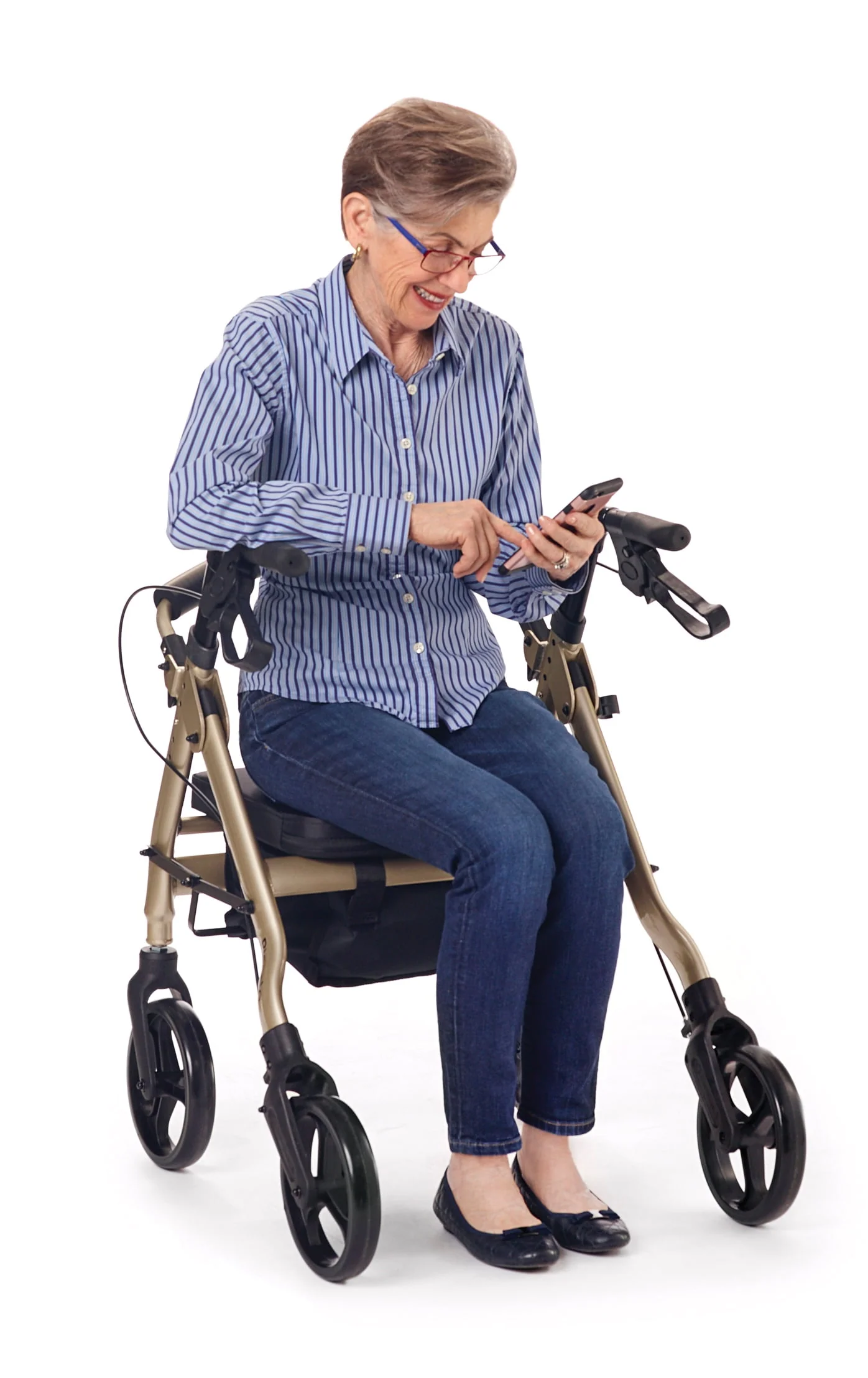 Comodita Piccola (Petite) Heavy Duty Rollator Walker with Comfortable 15 Wide Seat (Metallic Red)