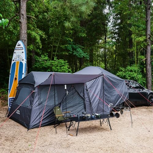 Otrifowd ACtent for Tesla Model 3&Y, Pop-Up SUV Tent w. Awning for Car Camping, Connects to Tesla Tailgate for Air-Conditioning, Sleeps 6 Adults, 10'x8.2'