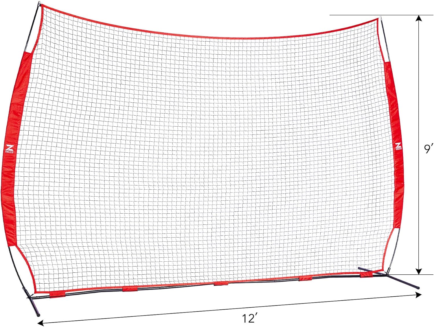 ZELUS 12x 9ft / 16x10ft Barricade Backstop Net, Ball Sports Barrier Net, Practice Net for Baseball Softball Lacrosse Soccer and More, Mini Soccer Goal and Baseball Training Equipment