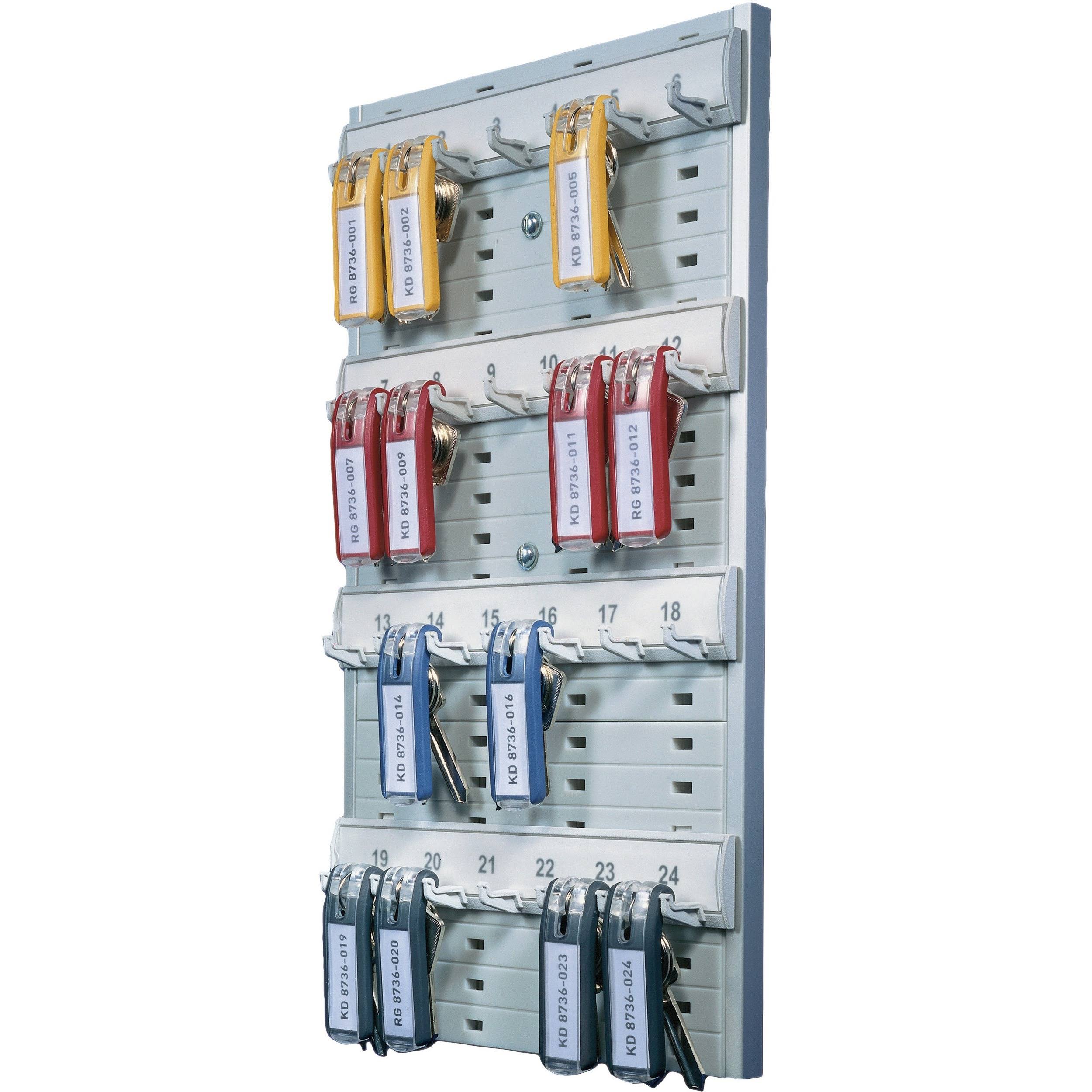 Durable DBL195610 Key Rack, 24-Tag Capacity, 8 3/8 x 1 3/8 x 14 1/8, Gray Plastic