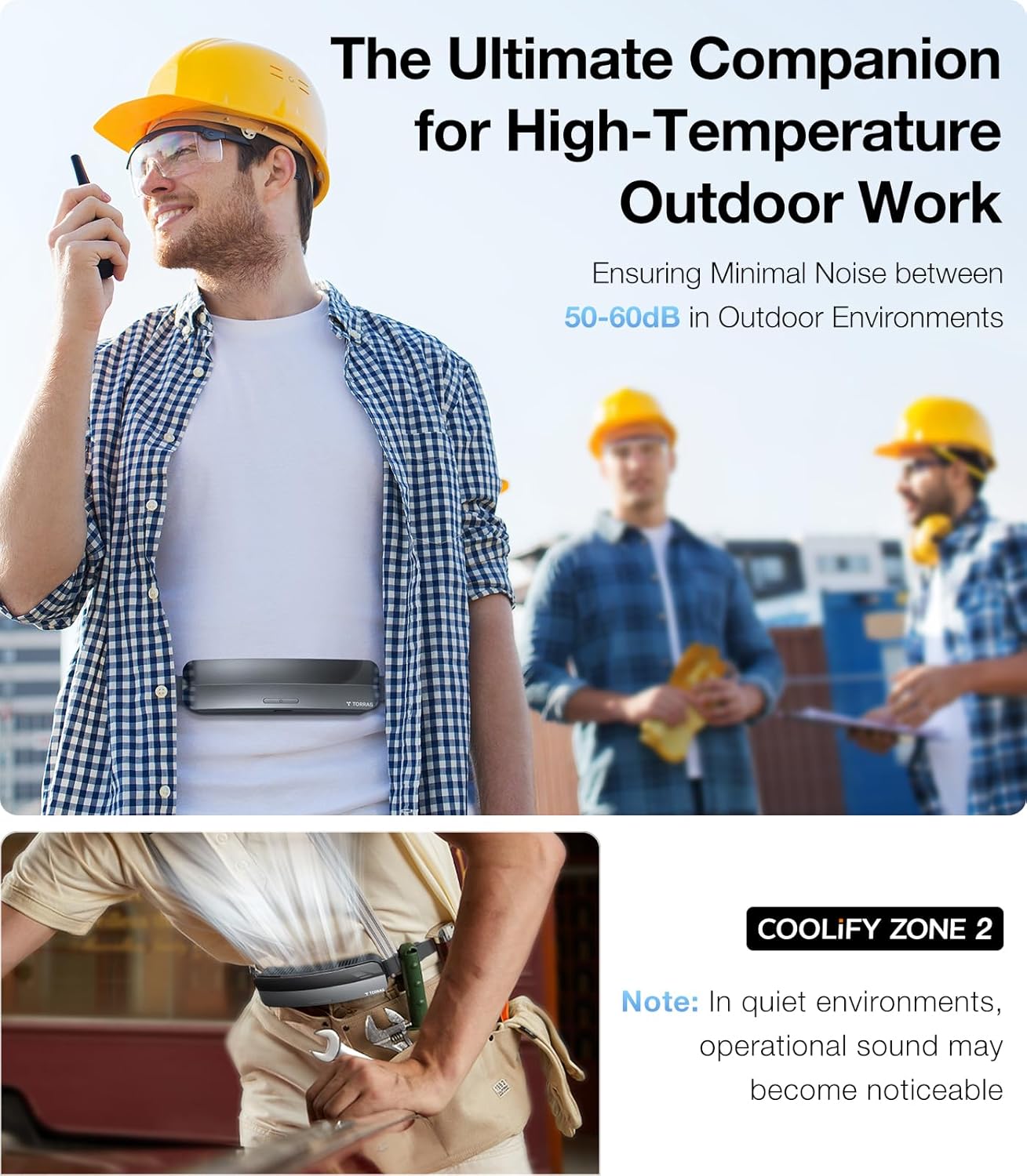 TORRAS 2024 COOLiFY ZONE Wearable Waist Fan with Max 15H Working Time, Strong Wind Power for Full Body Cooling fan, Rechargeable Belt Fan, Durable and Suitable for Outdoor Work and Sports