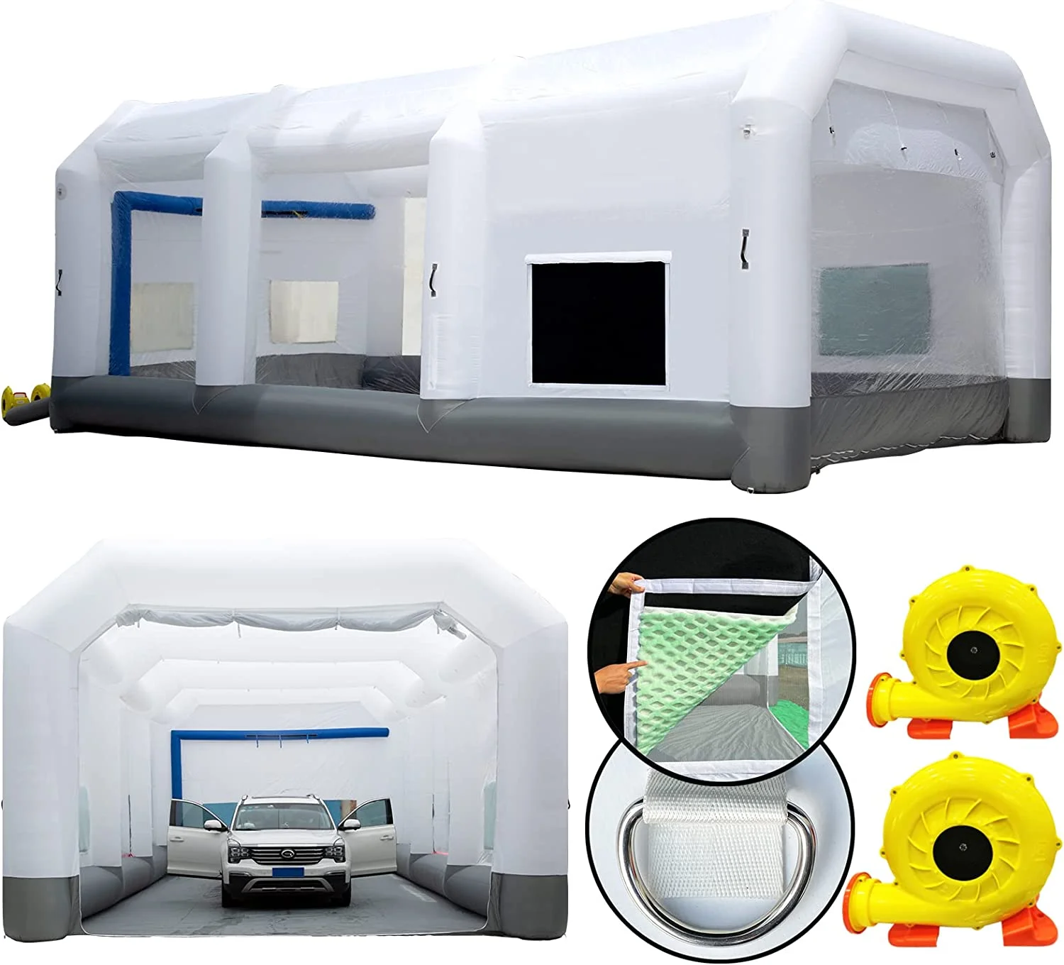 GORILLASPRO Inflatable Paint Booth 33X20X15Ft Inflatable Spray booth More Durable Portable Blow Up Painting Tent With 2 Big Blowers