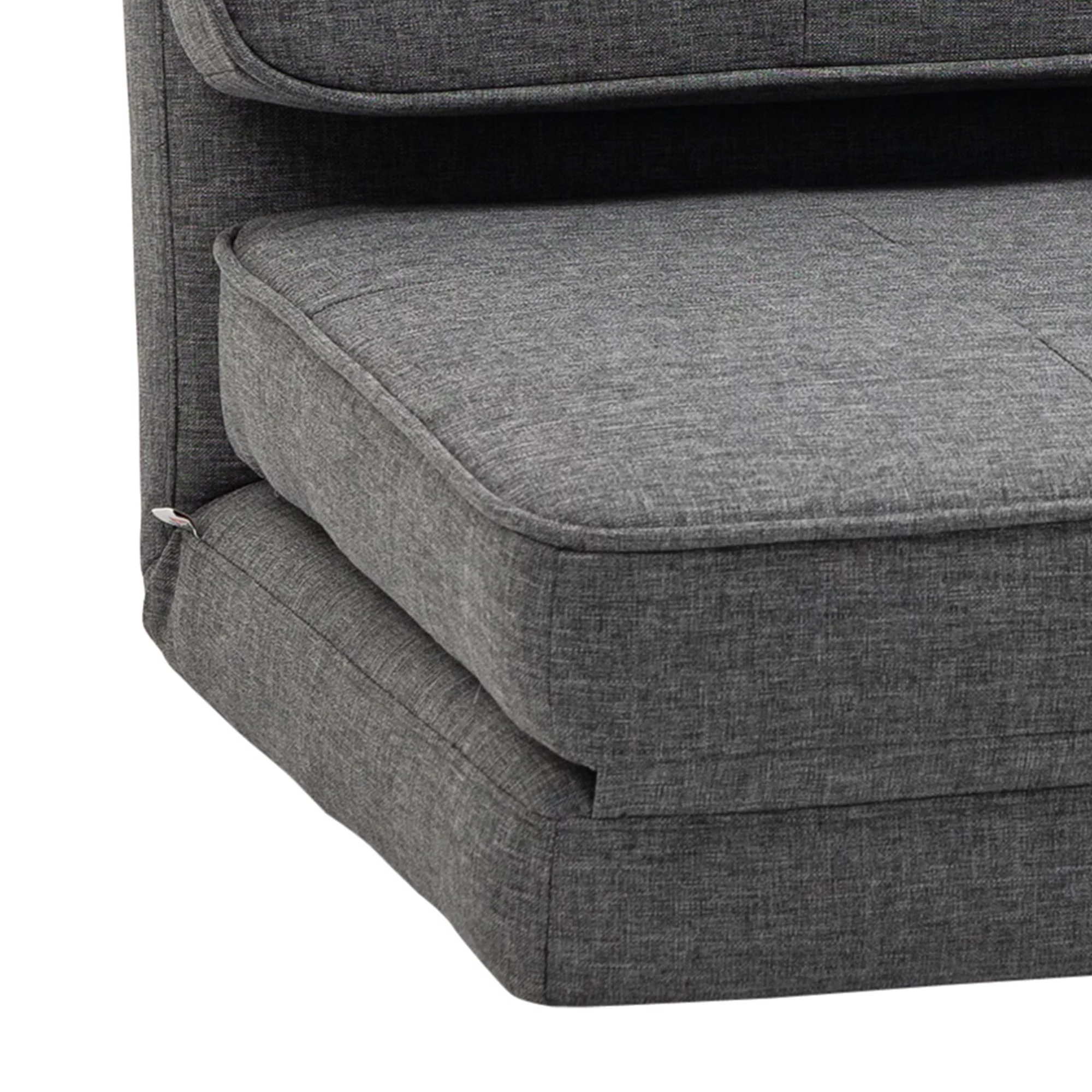 HOMCOM Convertible Flip Chair, Folding Upholstered Floor Sofa, Adjustable Guest Chaise Lounge, Dorm Bed with Metal Frame for Living Room and Bedroom, Dark Grey