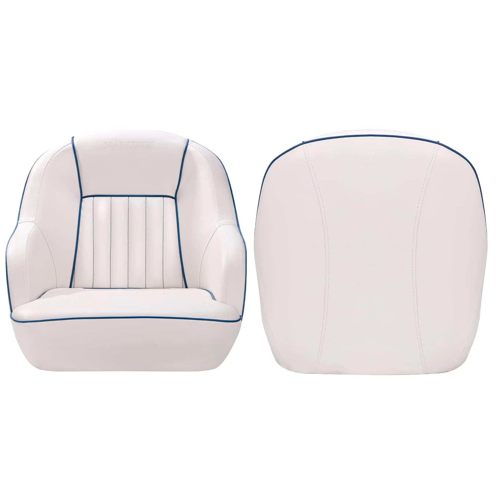 Yesurprise Pontoon Boat Seat Captains Soft Bucket Boat Seat (White/Navy Blue)