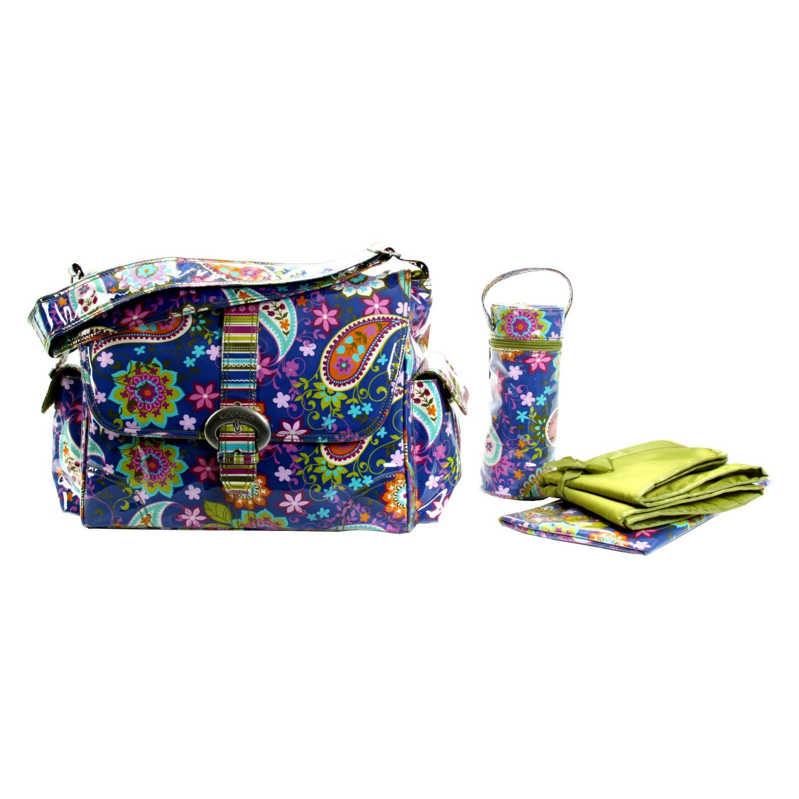 Kalencom Cobalt Paisley Laminated Buckle Diaper Bag