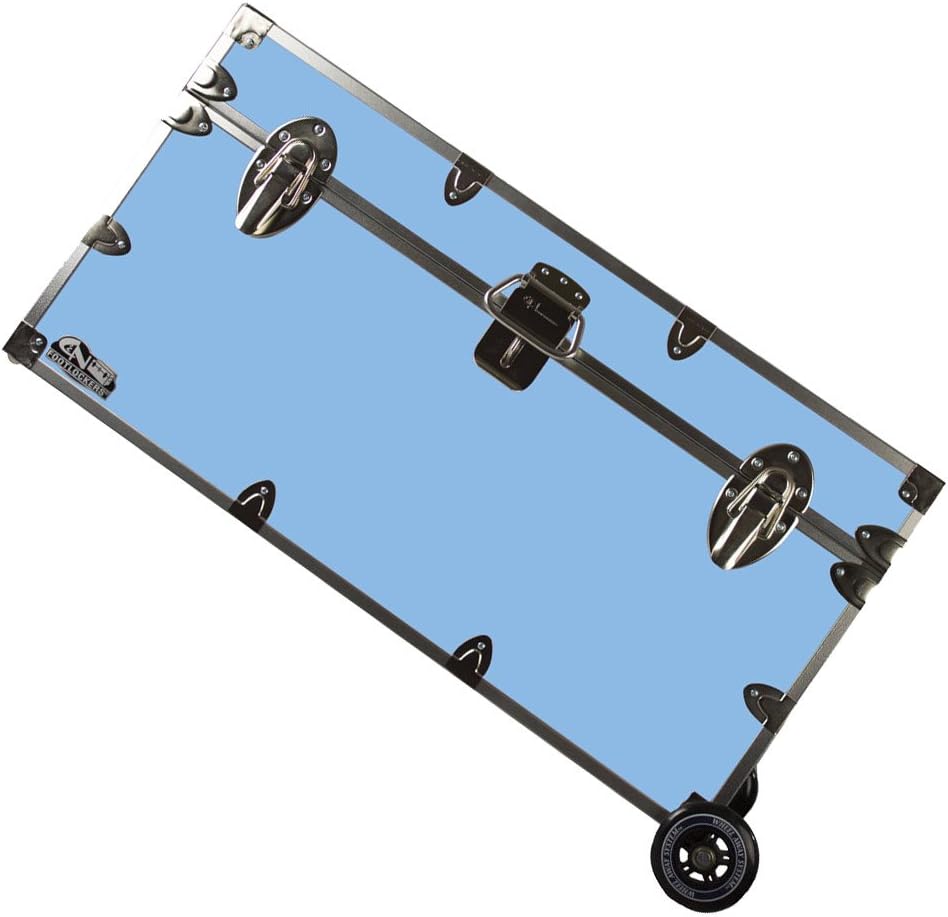 C&N Footlockers College Dorm Room & Summer Camp Lockable Trunk Footlocker with Wheels - Undergrad Trunk Available in 20 Colors - Large: 32 x 18 x 16.5 Inches (Black)