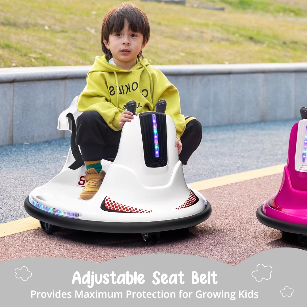 Shininglove Electric Ride on Bumper Car for Toddlers 3-8 Years Old, 6V Kids Ride on Toy Car with Remote Control, Safety Belt, Music, Flashing Lights, 360° Spin