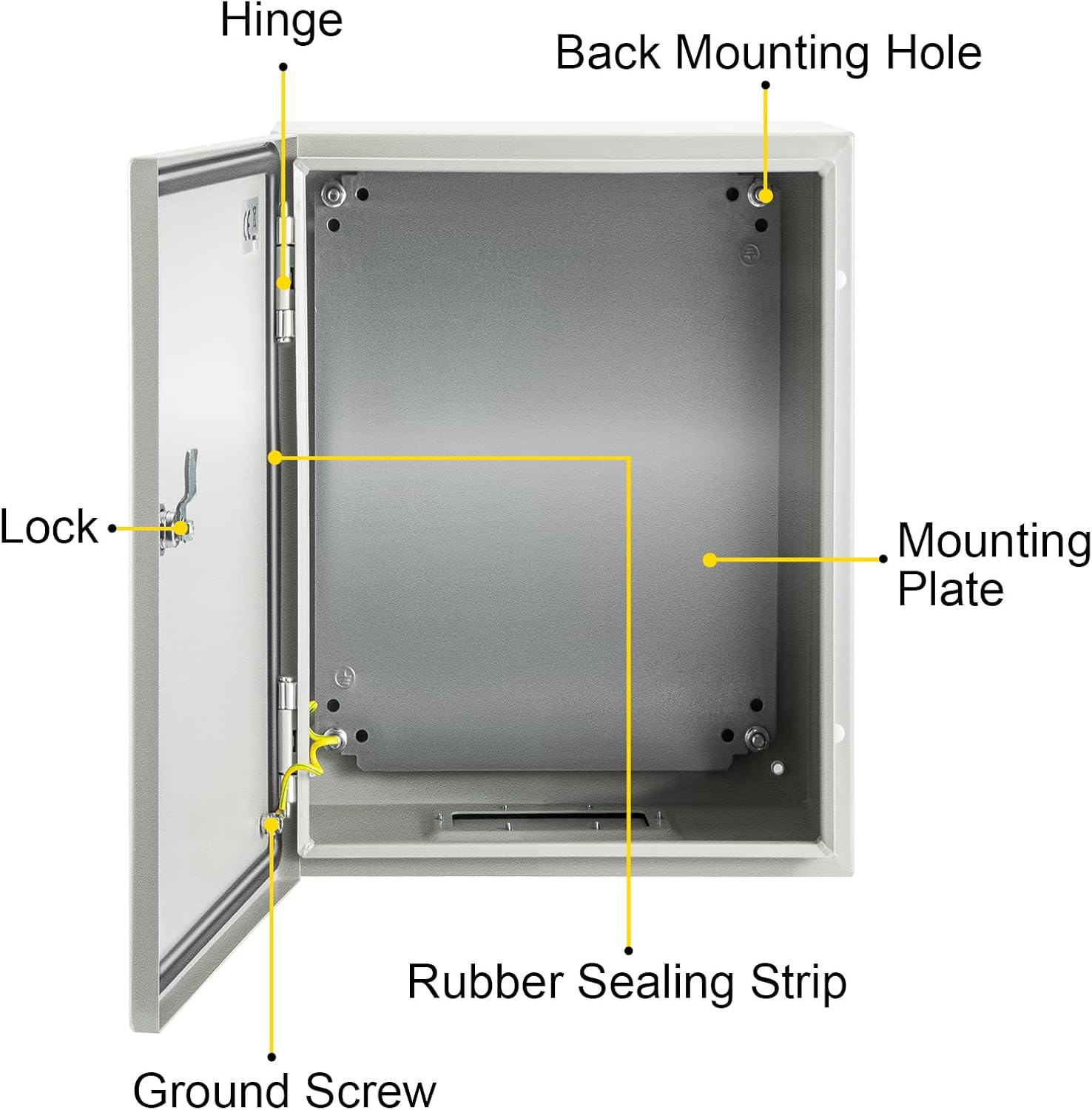 VEVOR NEMA Steel Enclosure, 12 x 10 x 6'' NEMA 4X Steel Electrical Box, IP66 Waterproof & Dustproof, Outdoor/Indoor Electrical Junction Box, with Mounting Plate