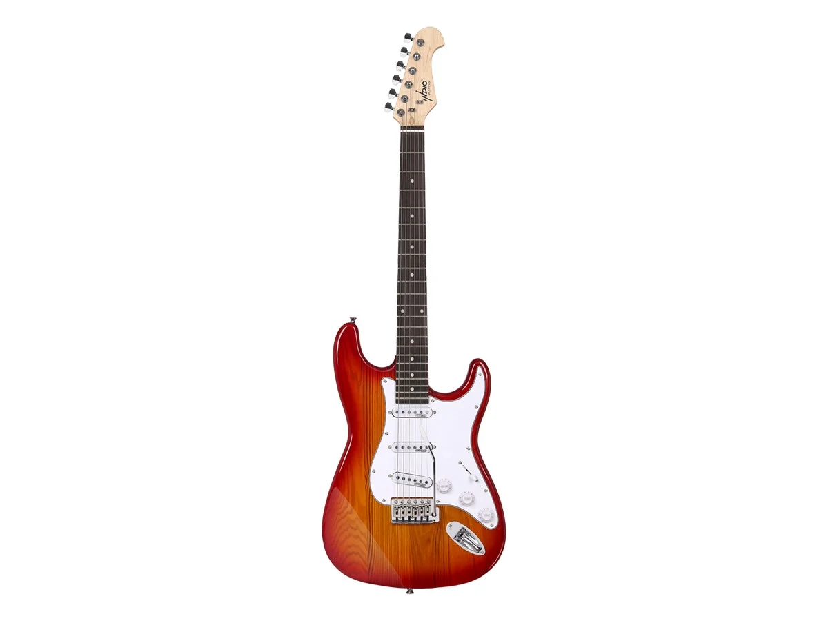 Monoprice Cali DLX Plus Solid Ash Electric Guitar - Cherry Burst, With Gig Bag, Ash Body, Maple Neck, Professionally Set-up in the US - Indio Series - Curated Treasures Market