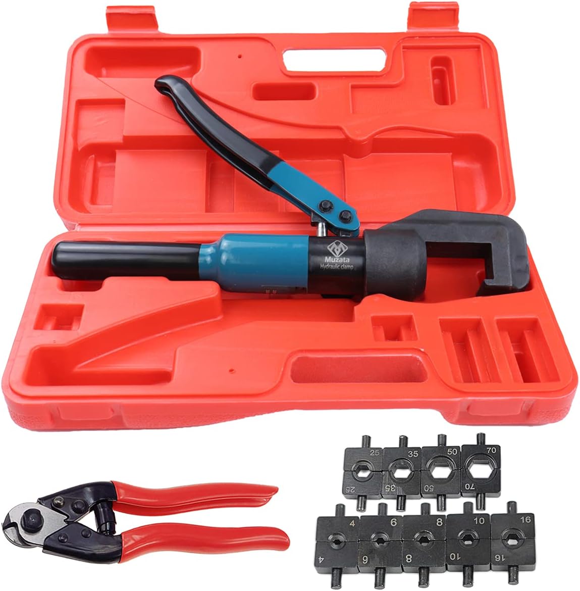 Muzata Hydraulic Wire Battery Cable Lug Terminal Crimper Crimping Tool with 9 Pairs Dies, Up to 45 Ton Force CT11, Series CT1 Pack of 2
