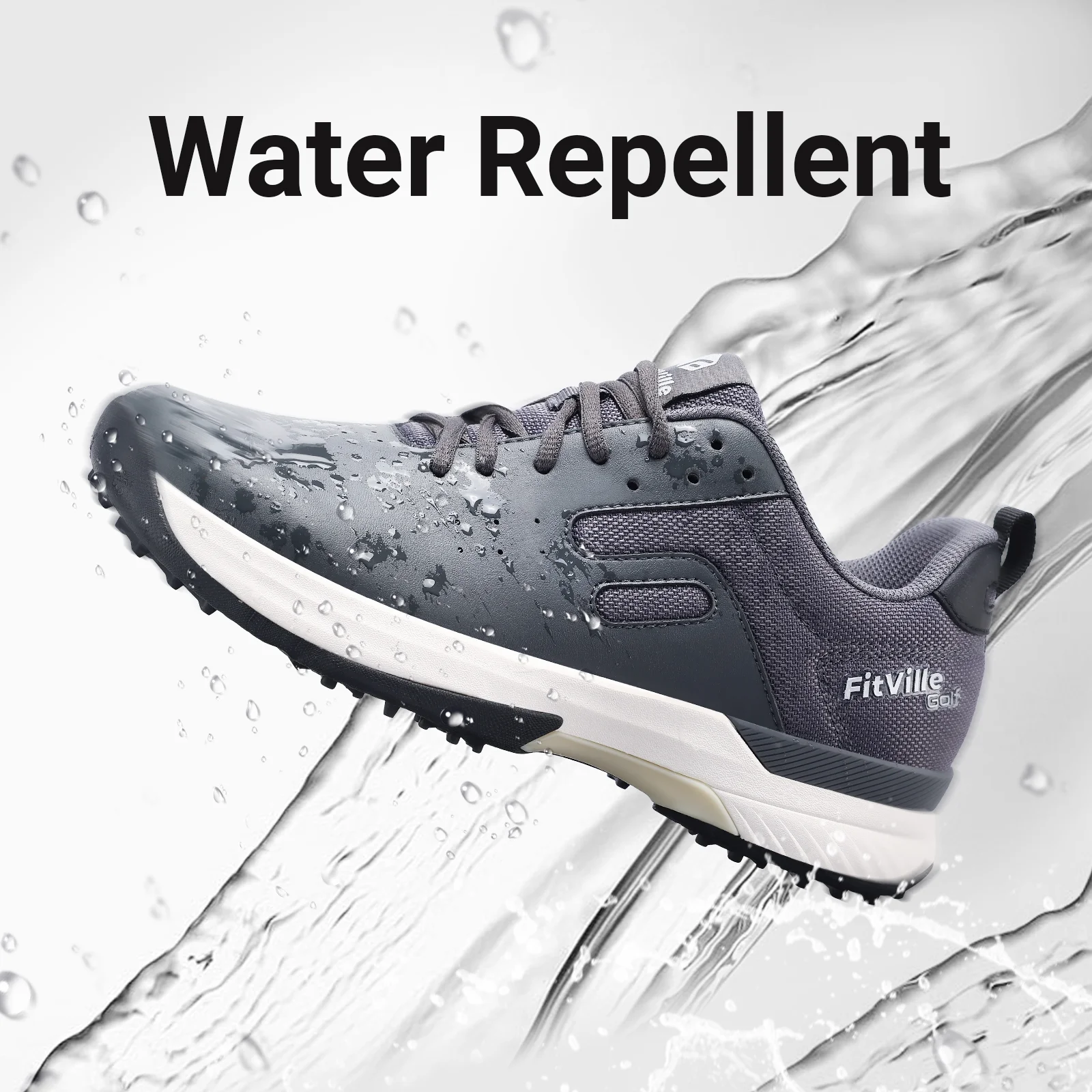 FitVille Professional Mens Golf Shoes Extra Wide Spiked Golf Shoes for Men Waterproof ( Basalt Gray, 14 Wide) - Curated Treasures Market