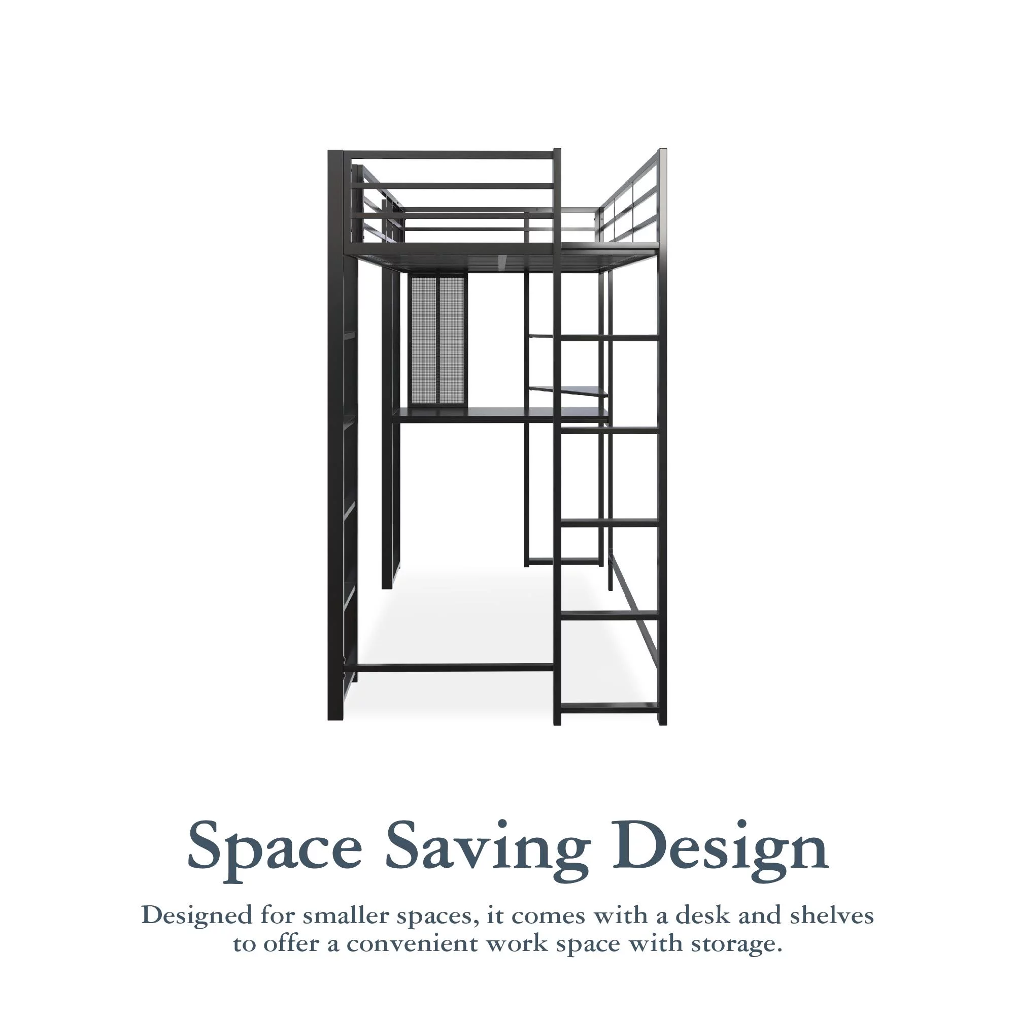 DHP Abode Twin Size Metal Loft Bed, Black