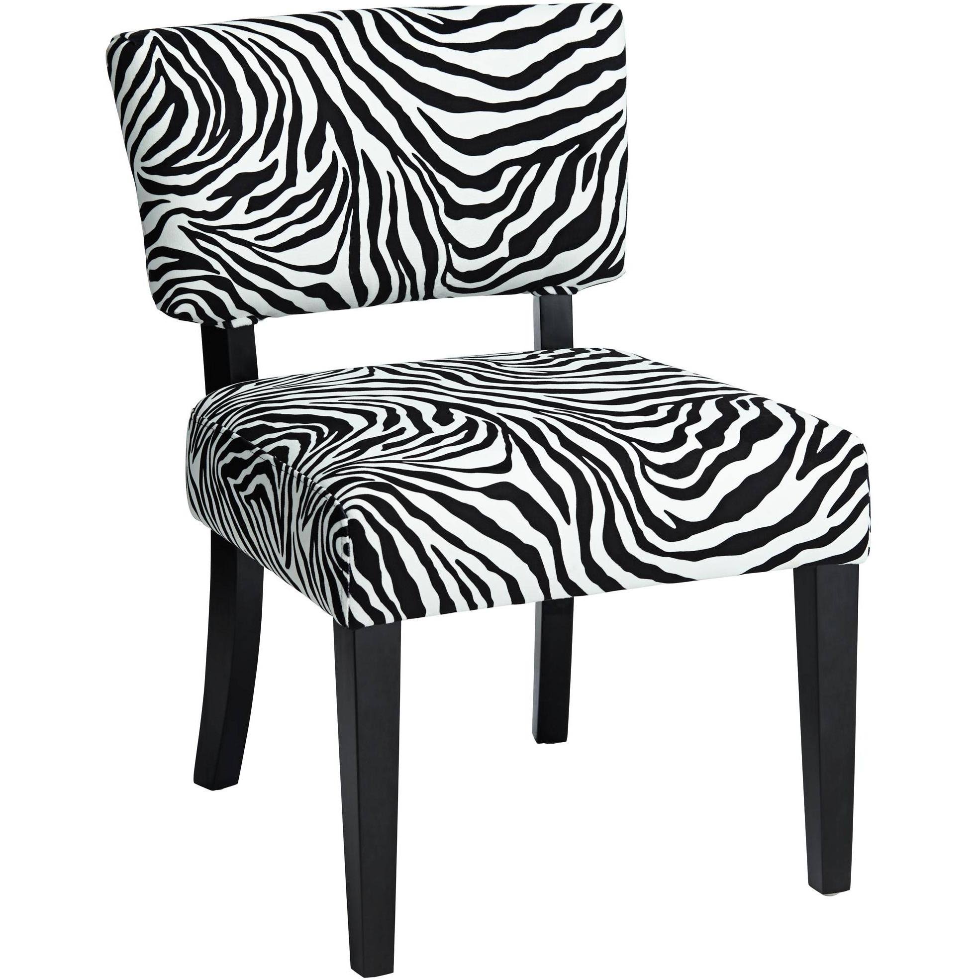 Studio 55D Zambia Zebra Print Accent Chair with Velvet Fabric