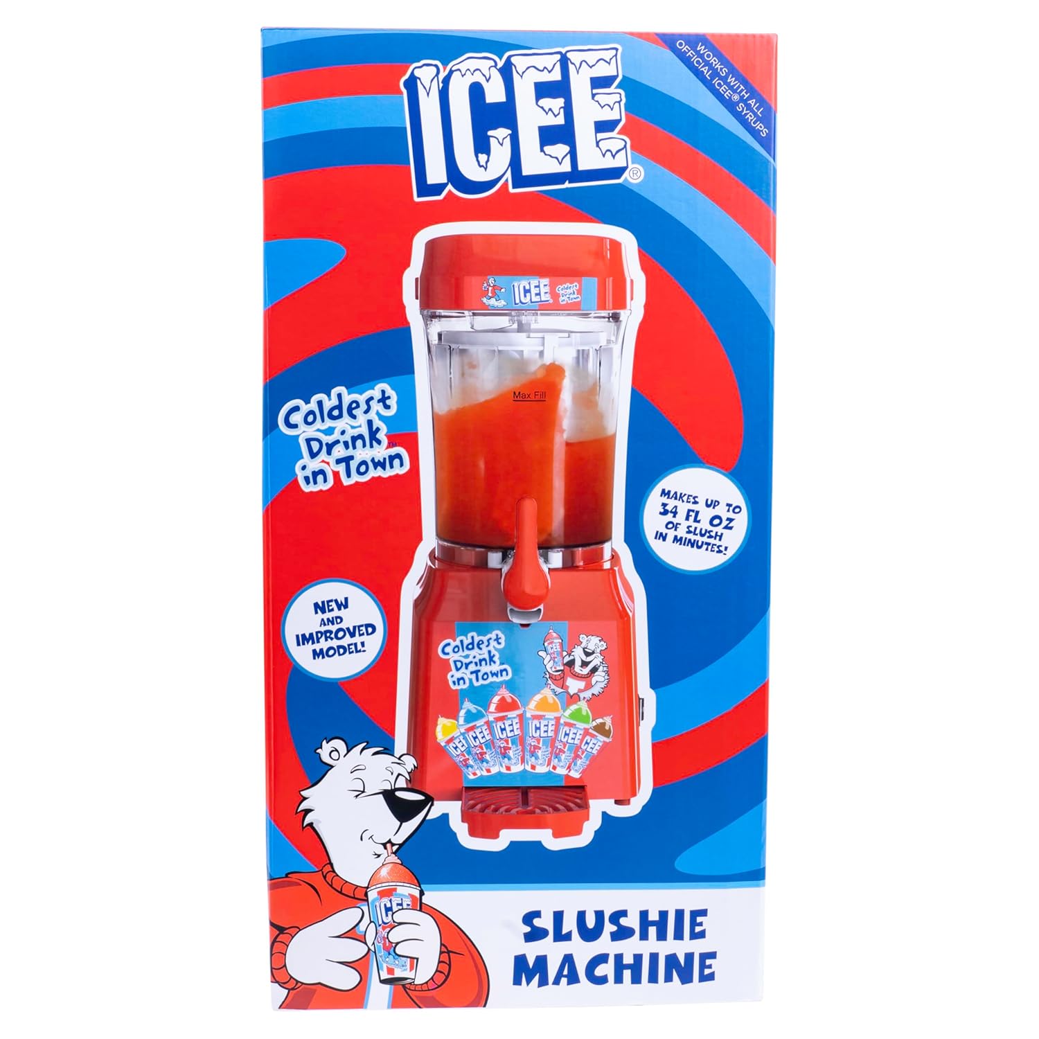 ICEE Home Countertop Slushie Maker. New for 2024. Creates up to 34Floz of Ice Cold ICEE Slushy. Make Ice Cold Slushies at Home! Officially Licensed ICEE Merchandise from Fizz Creations