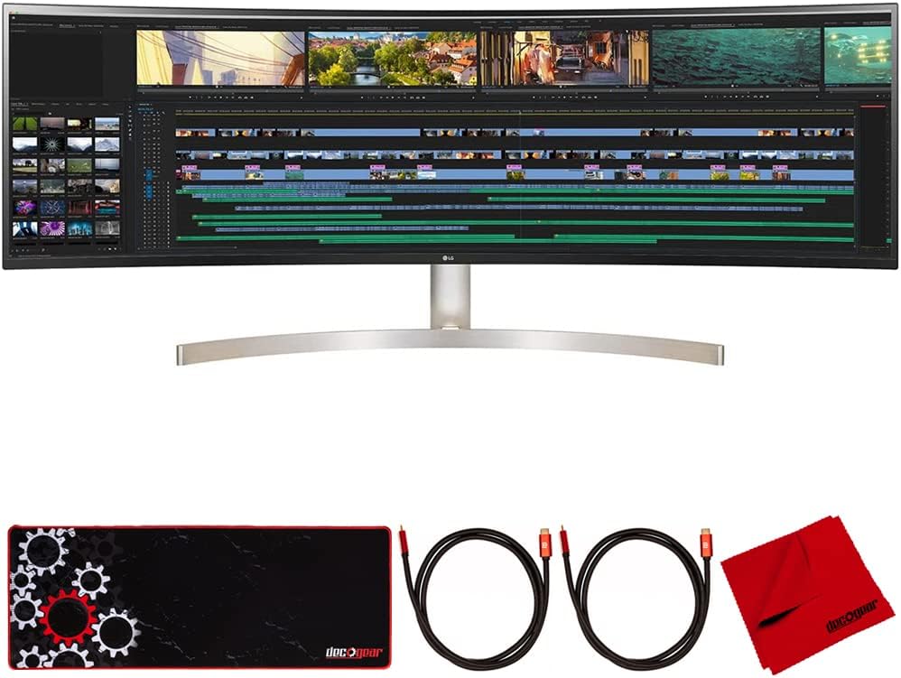 LG 49WL95C-WY 49 Inch 32:9 UltraWide Dual QHD IPS Curved LED Monitor with HDR 10 Bundle with 2X Deco Gear 6FT 4K HDMI 2.0 Cable, Deco Gear Gaming Mouse Pad and Microfiber Cleaning Cloth