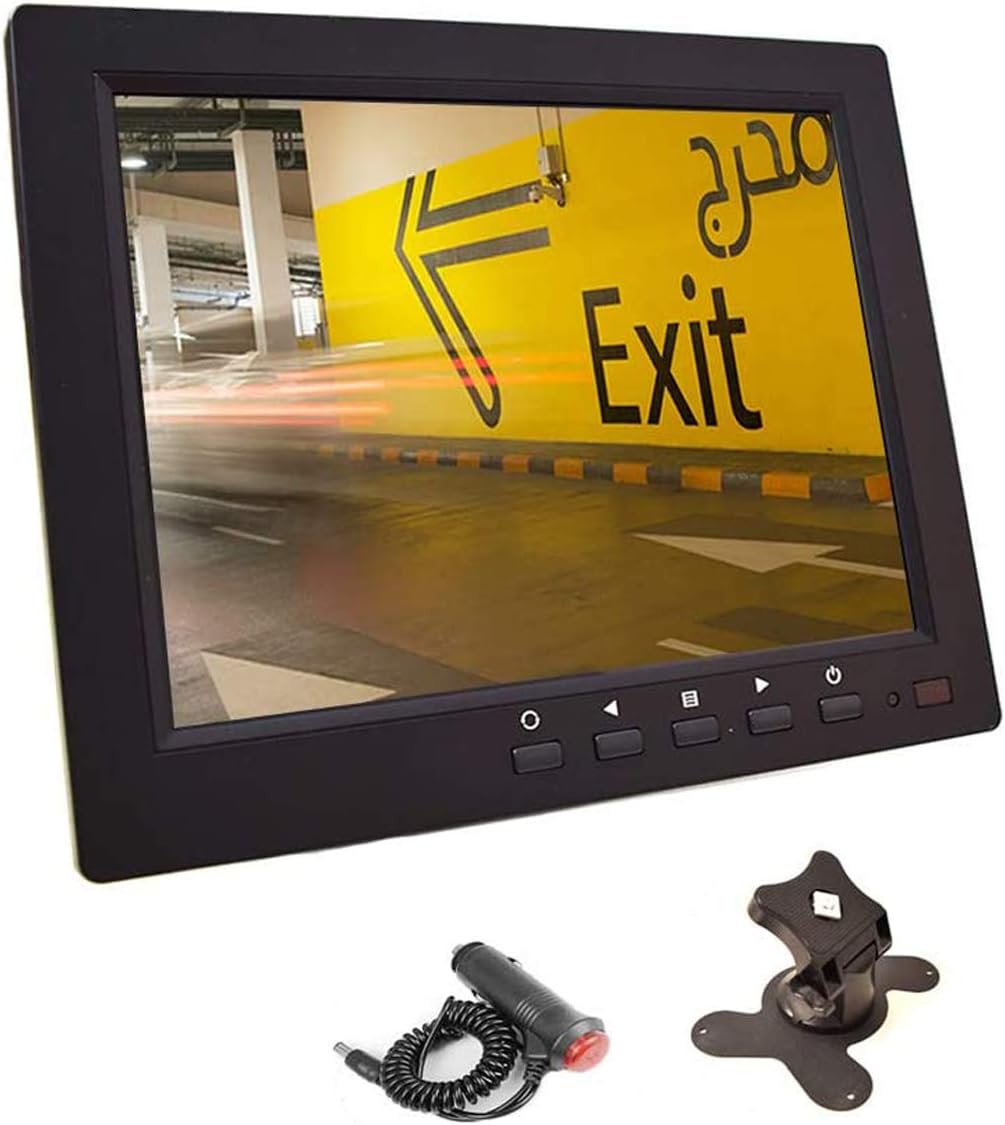 12 Inch LCD Security CCTV Monitor VGA HDMI AV BNC, 4:3 HD Display LED Backlight Screen with USB Drive Player for Home Surveillance Camera STB PC 800x600 Resolution Built-in Speaker Audio in/Out