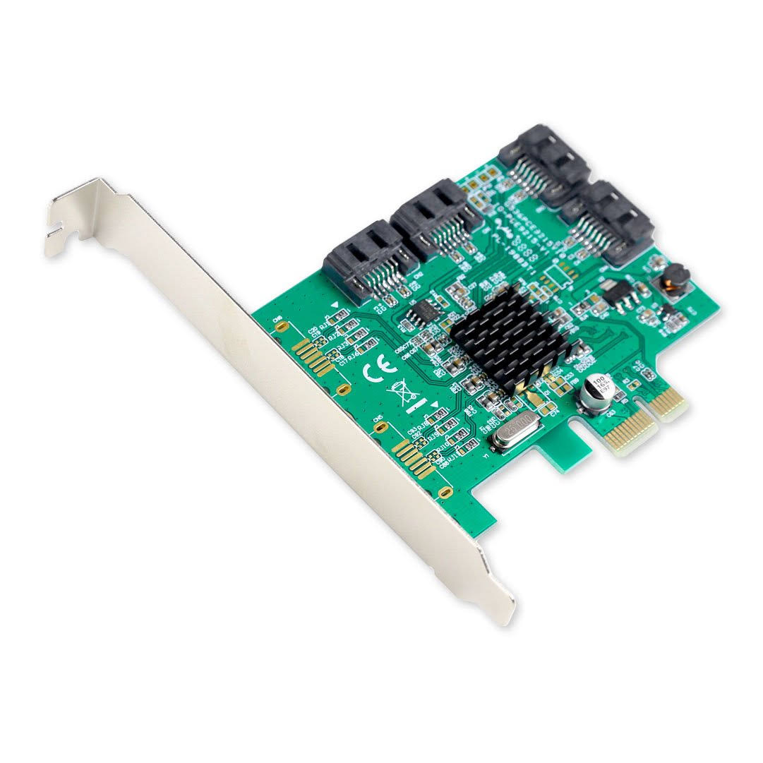 Syba SI-PEX40064 SATA III 4 Port PCI-E X1 Controller Card with Low Profile Brackets Green