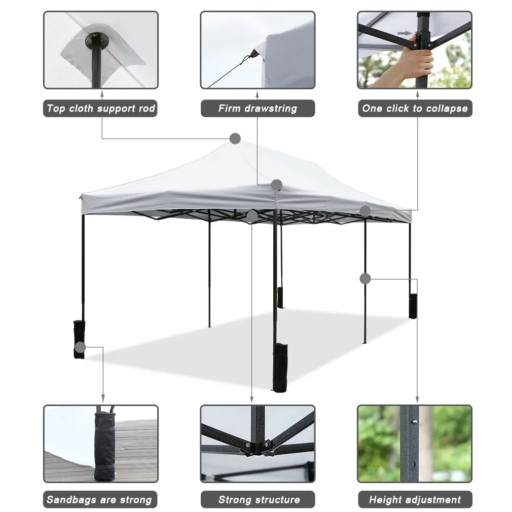 Pop Up Canopy 10x20 pop up canopy tent Folding Protable Ez up Canopy party Tent Sun Shade Wedding Instant Better Air Circulation Outdoor Gazebo with Backpack Bag