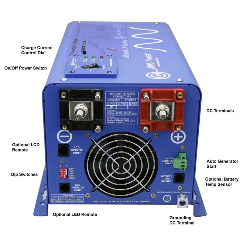 AIMS Power 3000 Watt Low Frequency Inverter Pure Sine Inverter Charger, Listed to UL 458 Standards
