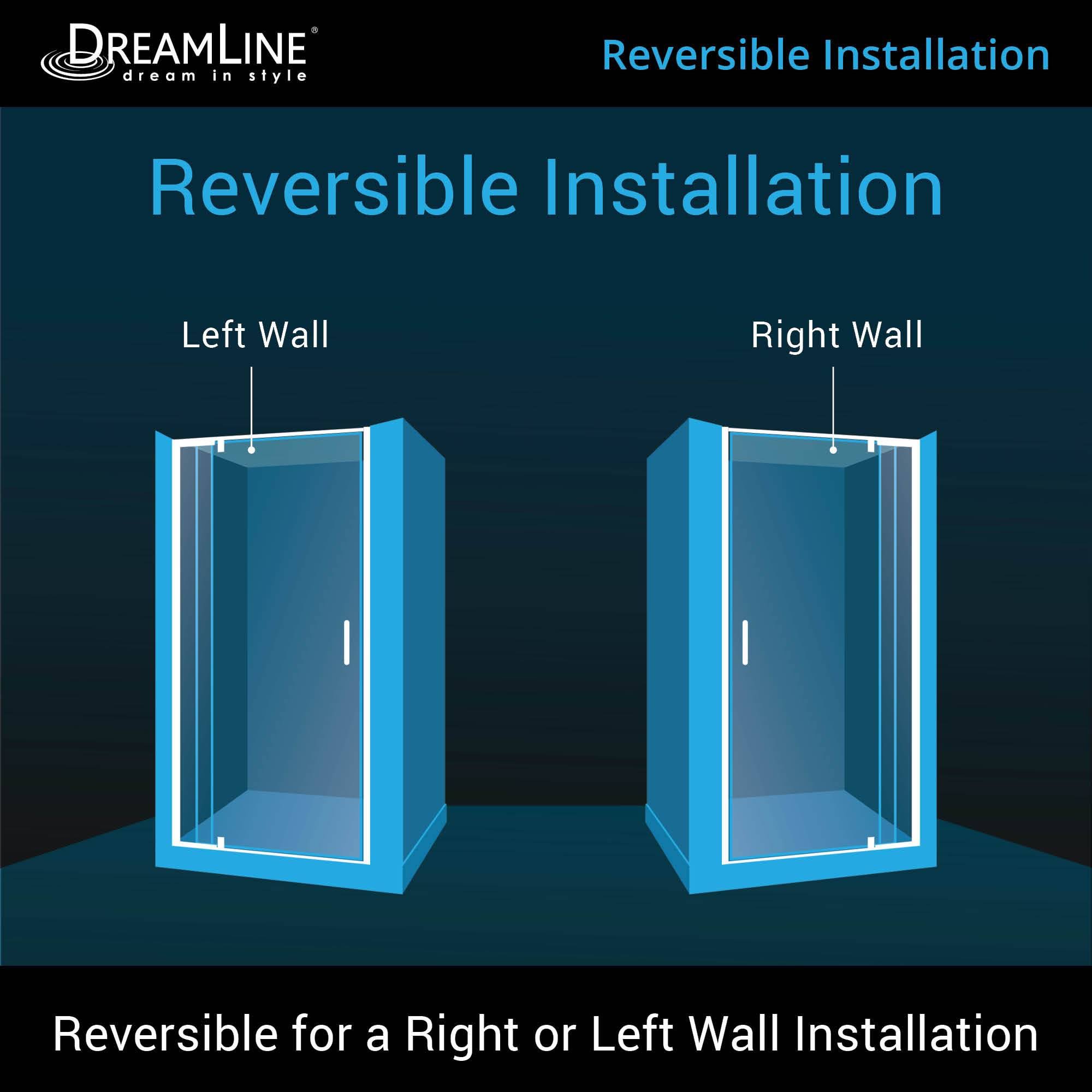 DreamLine DL-6216C-22-04 Flex 36x22 D x 36x22 W x 74 3/4x22 H Semi-Frameless Pivot Shower Door in Brushed Nickel and Center Drai