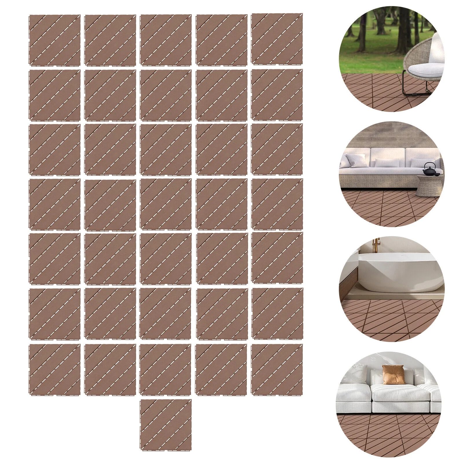 Modern 36PCS Interlocking Deck Tiles Floor Mount Plastic Composite Patio Deck Tiles 12”x12”