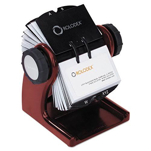 Rolodex Wood Tones Open Rotary Business Card File - Mahogany, Size: 2 5/8 x 4, Brown