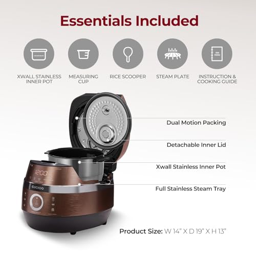 CUCKOO CRP-JHR0609F | 6-Cup (Uncooked) Induction Heating Pressure Rice Cooker | 13 Menu Options, Auto-Clean, Voice Guide, Made in Korea | Copper