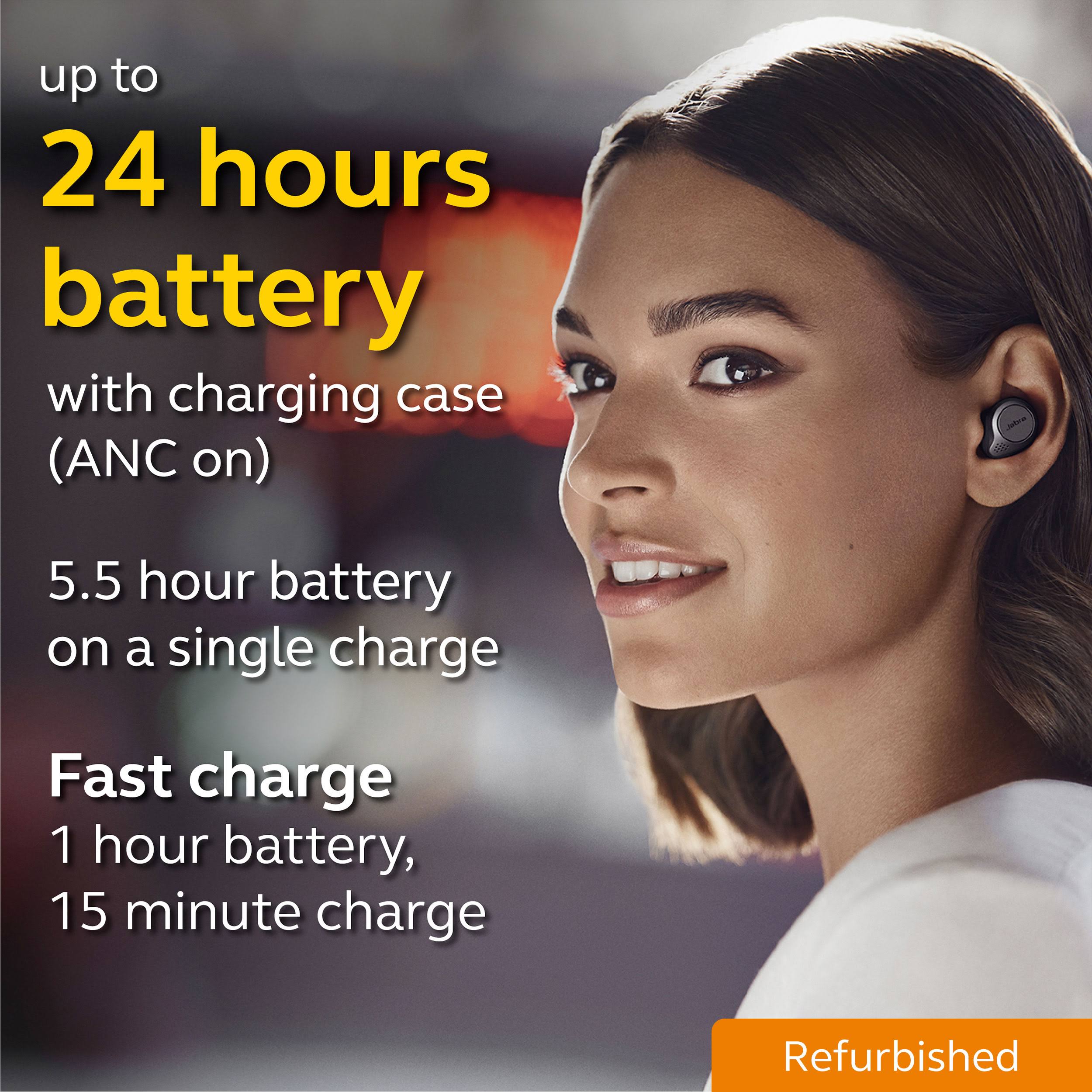Jabra Elite 75t Bluetooth Wireless In-Ear True Earphones with Mic - Noise-Canceling - Titanium Black