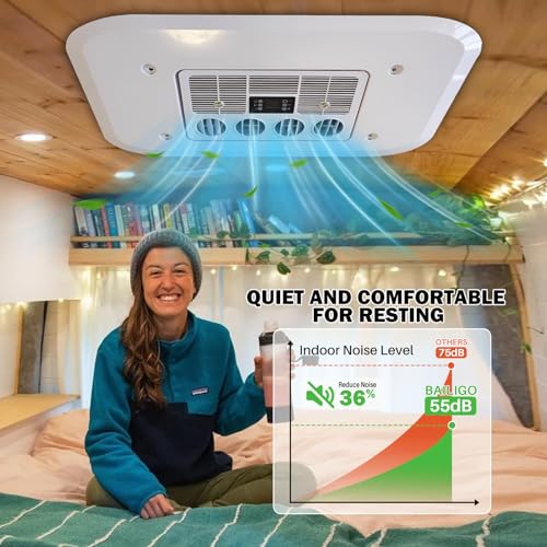 Cooling 12V RV Air Conditioner 7000 BTU, Universal RV Rooftop Ac Unit All-In-One 12 Volt DC Camper Ac Units, Low-Noise Easy Install For Car, Truck, Trailer, Fifth Wheel, Golf Cart, Motorhome